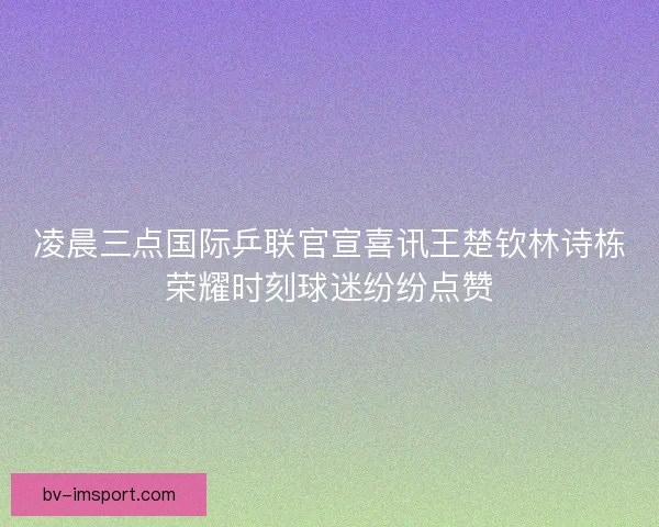 凌晨三点国际乒联官宣喜讯王楚钦林诗栋荣耀时刻球迷纷纷点赞